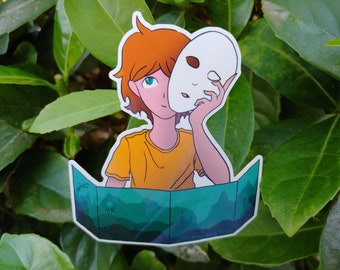 Brown Hair Masked Dungeon Master Green DM Screen D&D Sticker- Water Resistant