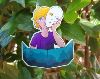 Blond Hair Masked Dungeon Master Blue DM Screen D&D Sticker- Water Resistant