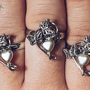 Butterfly Love Adjustable Silver Rings