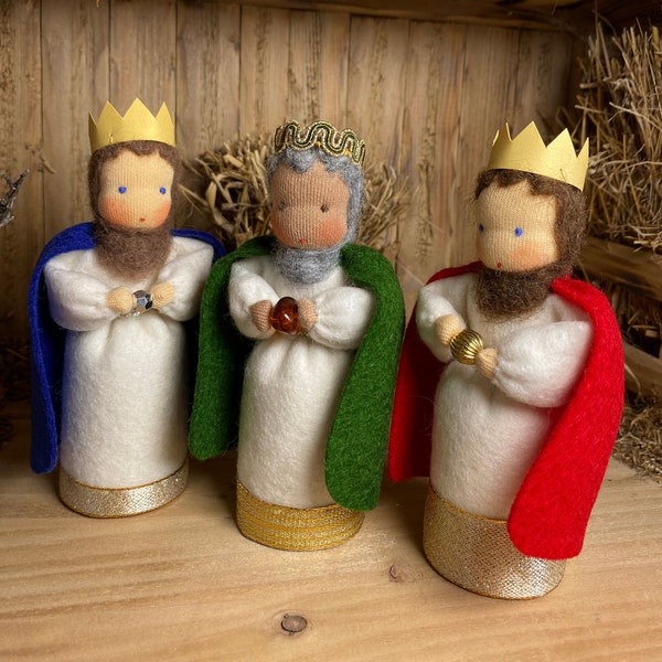 Heilige drei Könige für die  Weihnachtskrippe    ,  Waldorf Art