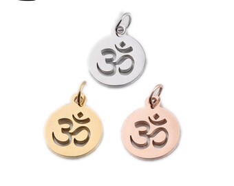 3pcs Boho Large Carved OM Yoga Lotus Flower Round Pendant Findings Making