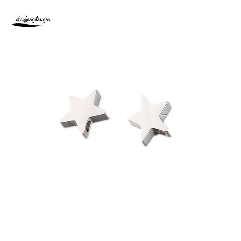 10pcs Stainless steel Tiny Star Beads Jewelry Making Supplies 8x9mm