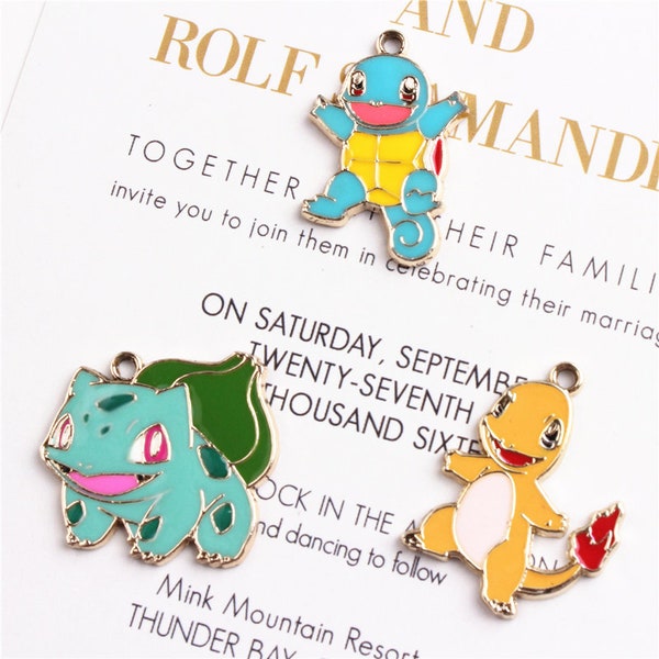 10pcs Cartoon Squirtle Bulbasaur Charmander Charms  for Floating Memory charms Lockets DIY Jewelry