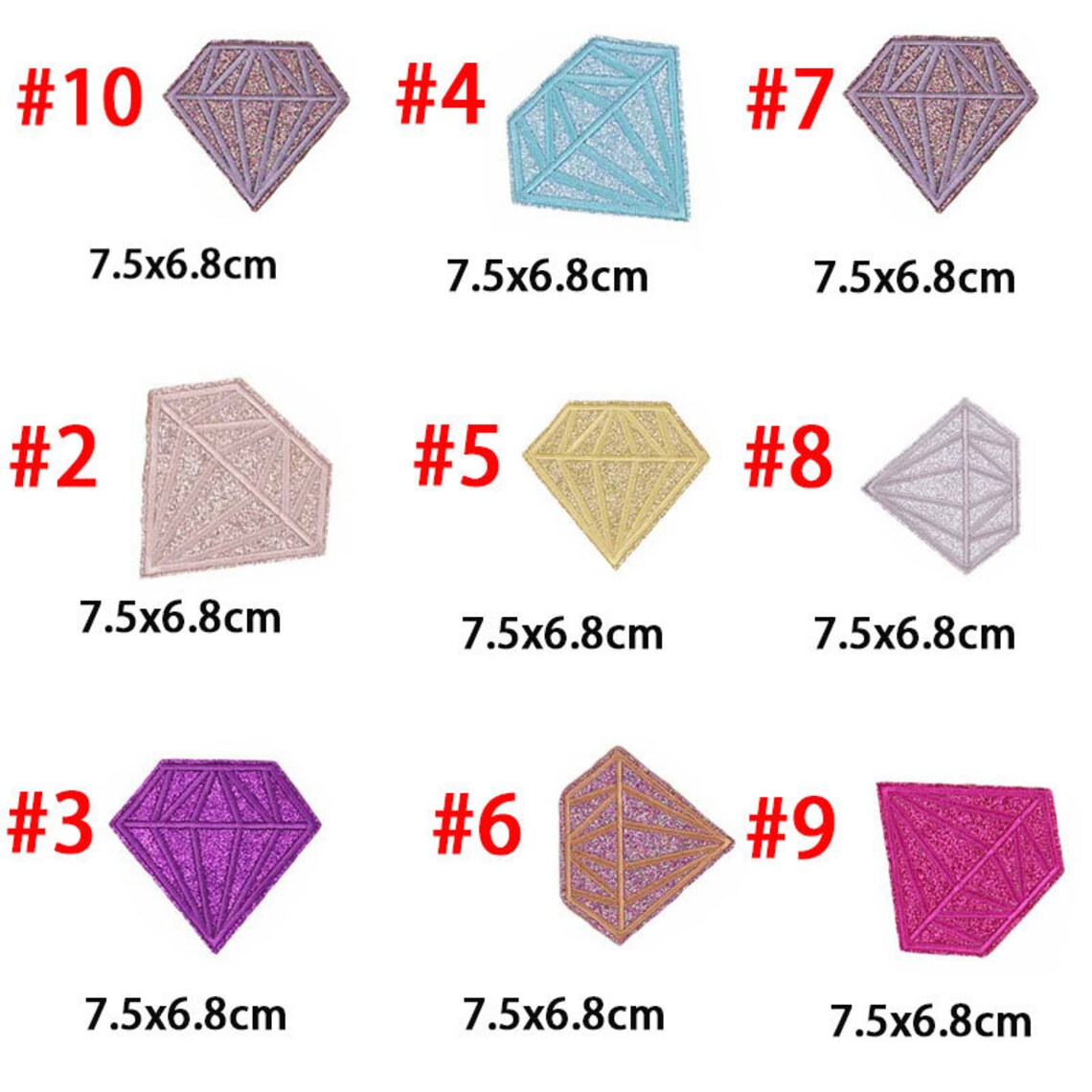 5pcs diamond shape glitter Clothes Crafts iron on cloth Etsy