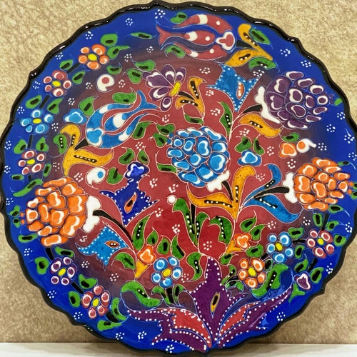 Traditional Turkish Tile Plate 12''decorative Ceramic Etsy