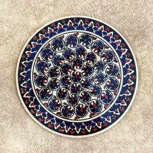 Decorative  Turkish Ceramic Trivet 7", Tile Trivet, Ceramic Coaster, Pot Trivet, Kitchen Trivet, Table Trivet, Hot Pad, Kitchen Decor