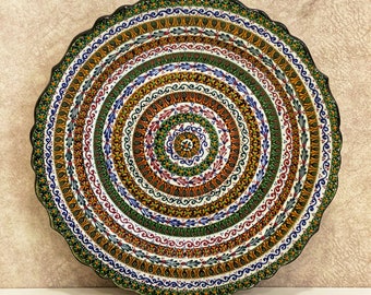 Turkish Plate 12'',Handmade Decorative Ceramic Plate,Ceramic Wall Plate,Wall Hanging Plate,Wall Decor Plate,Wall Art Plate,Home Decor Gift