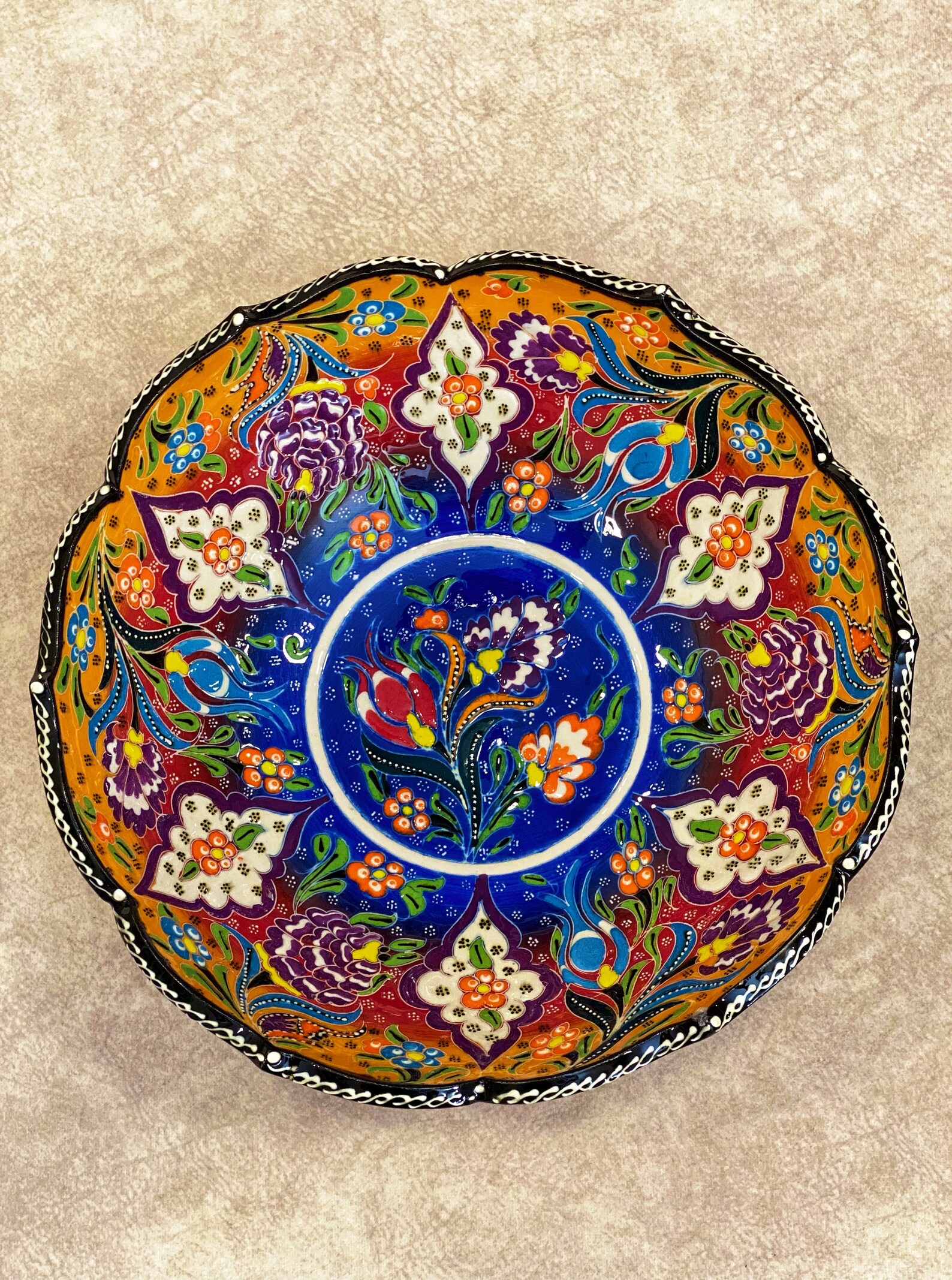 10'' Decorative Turkish Ceramic Bowl Large Decorative Etsy