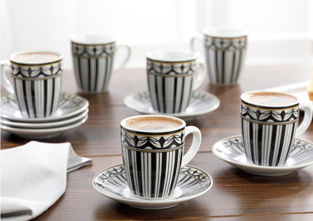6x Porcelain Espresso Cups and Saucers Set Turkish Coffee Cup - Etsy