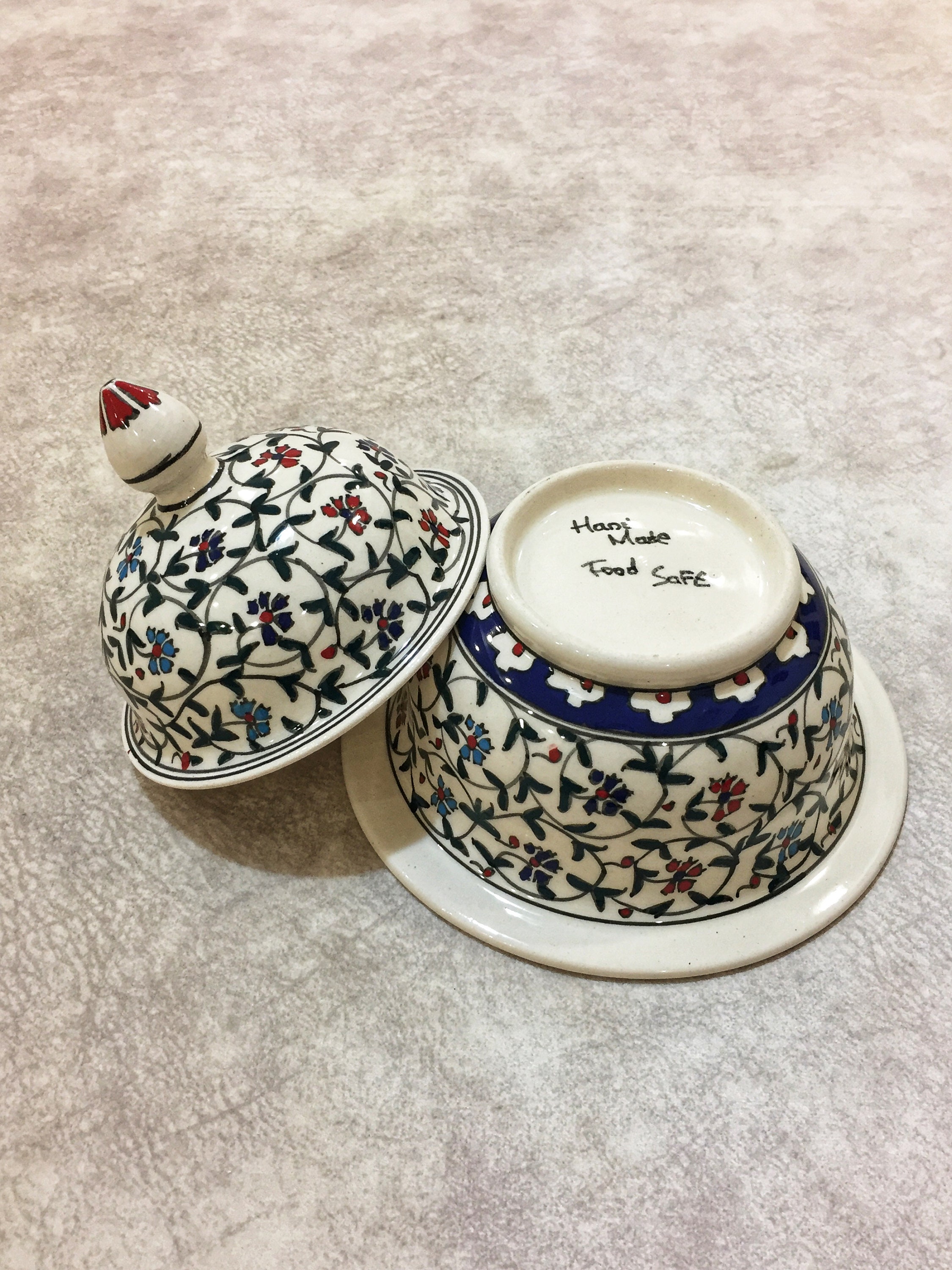 15 Cm Turkish Sugar Bowl With Lid Turkish Ceramic Bowl Sugar Etsy