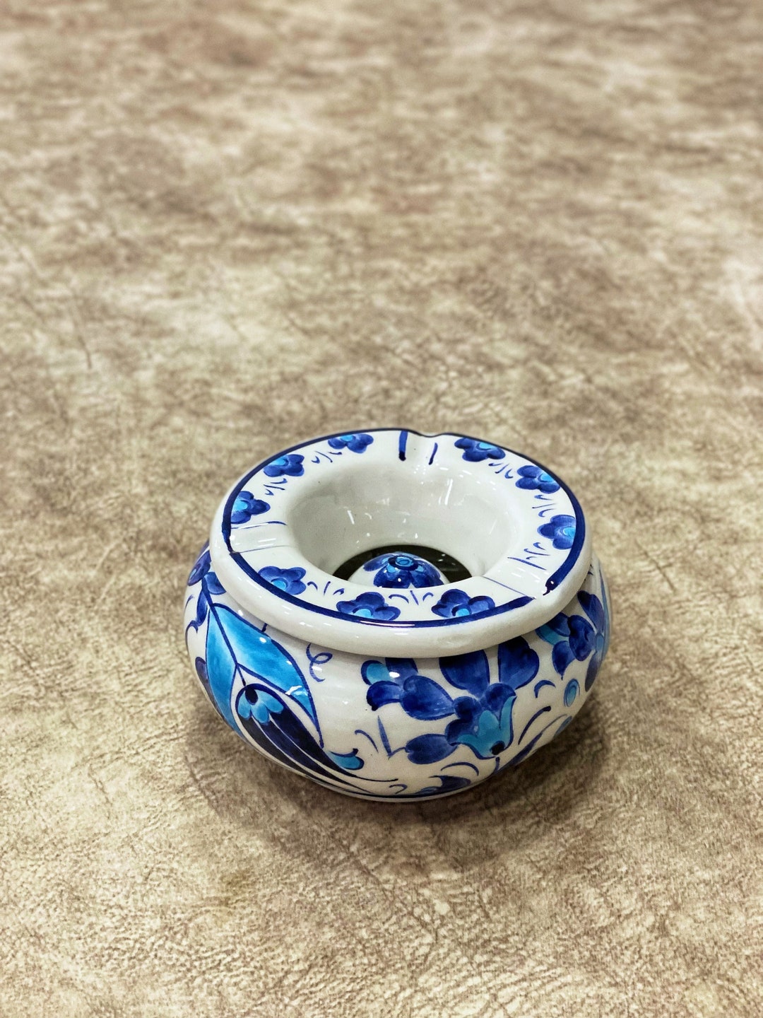 Turkish Ceramic Ashtray With Lid Large Handmade Ashtray Etsy