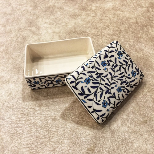 Turkish Ceramic Jewelry Box With Lidded Decorative Ceramic Etsy