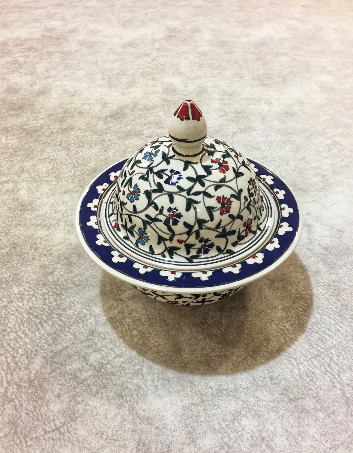 15 Cm Turkish Sugar Bowl With Lid Turkish Ceramic Bowl Sugar Etsy