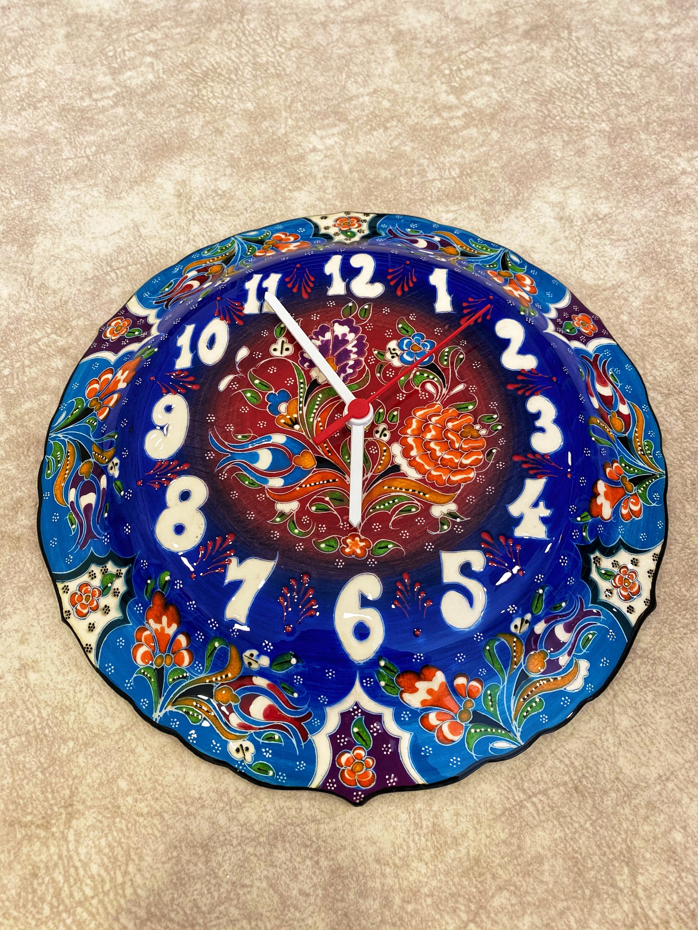 12'' Turkish Ceramic Wall Clock Handmade Ceramic Etsy