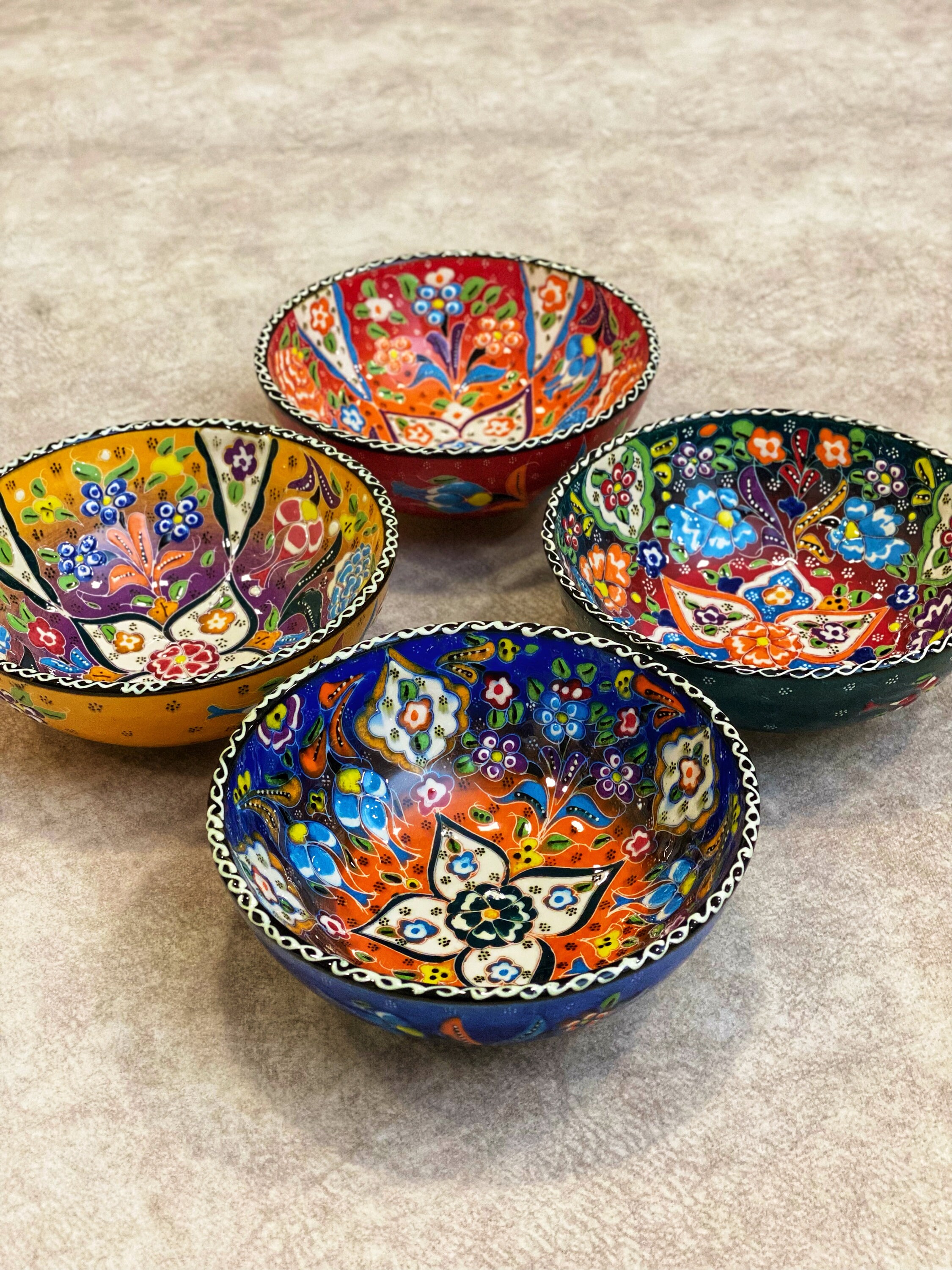4x Turkish Ceramic Bowls Set 5.9''colorful Ceramic - Etsy
