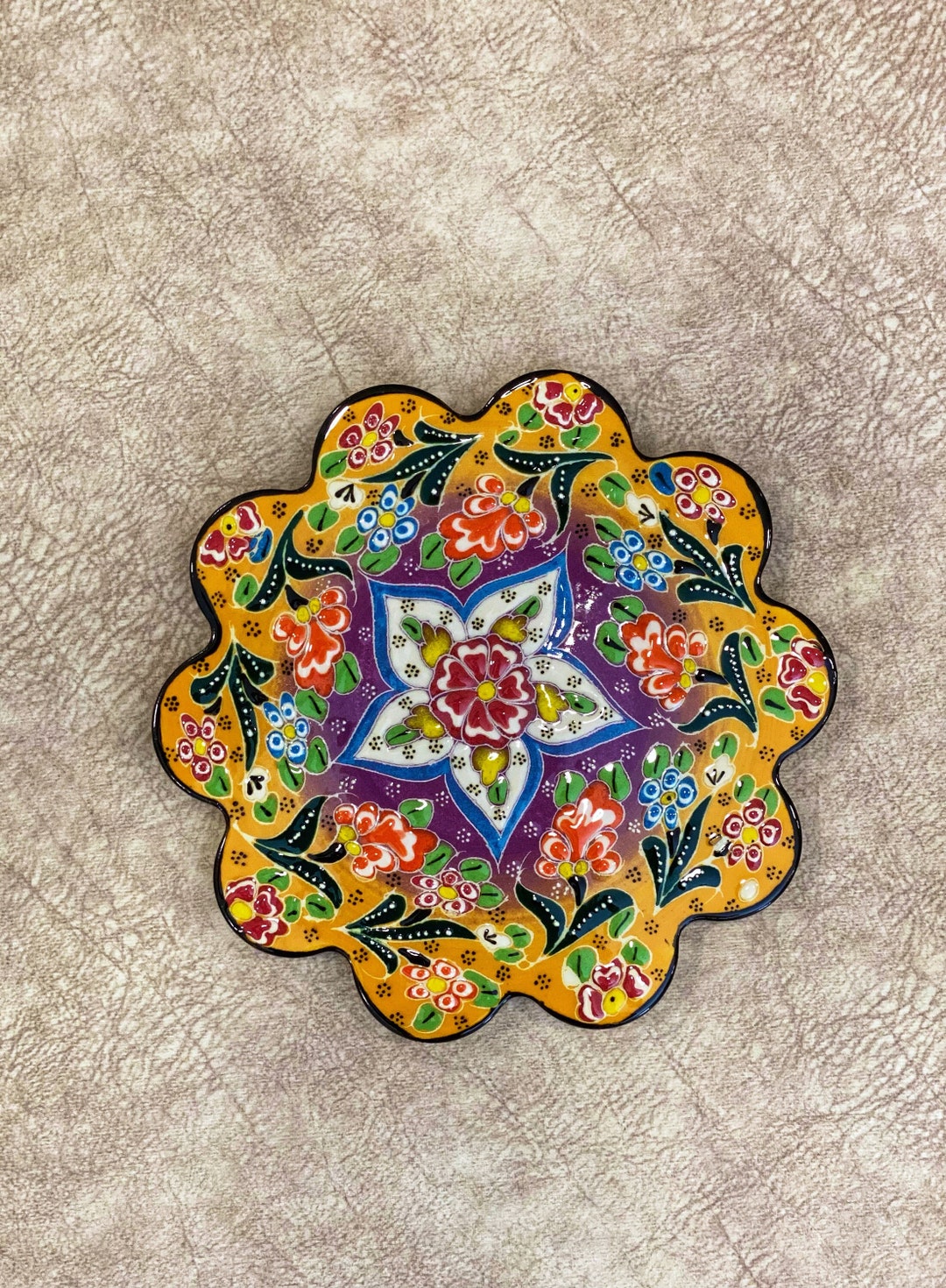 7'' Decorative Turkish Ceramic Trivet for Hot Dishes, Decorative