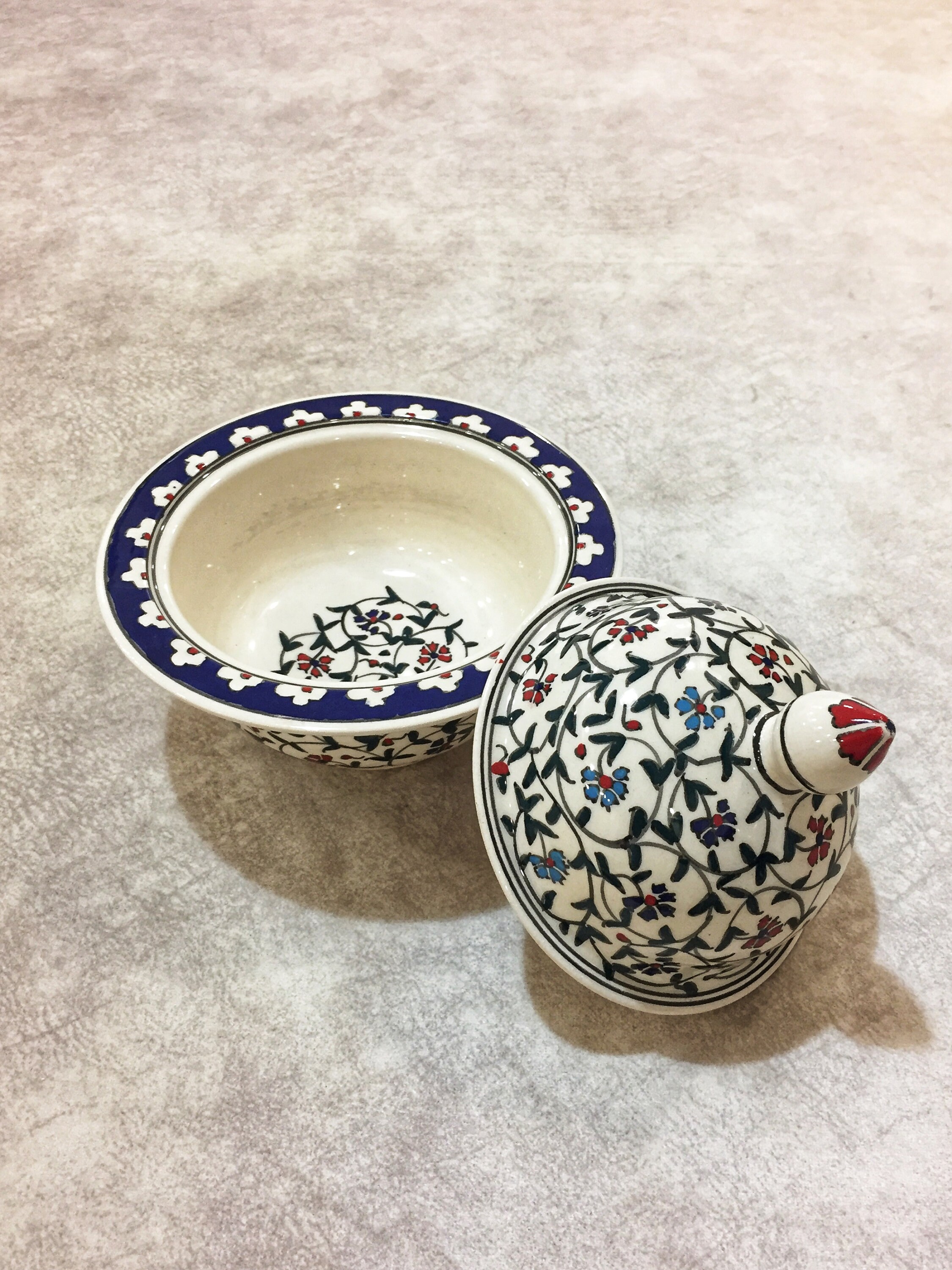 15 Cm Turkish Sugar Bowl With Lid Turkish Ceramic Bowl Sugar Etsy