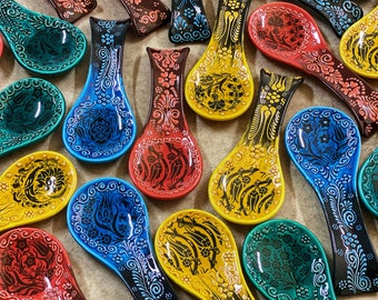 Ayennur Soporte de cuchara de cerámica turca para estufa juego de