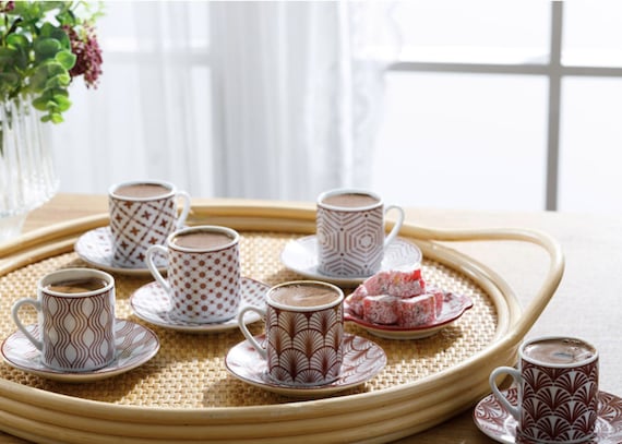 Our Table Simply White Fine Ceramic 6 Piece Square Cup and Saucer Set in White