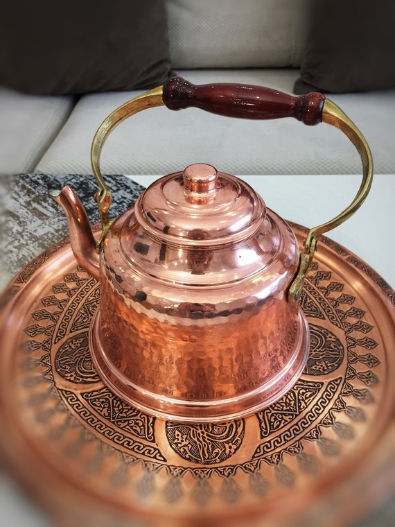 Copper Tea Pot Turkish Handmade Hand Painted Kettle For Stovetop