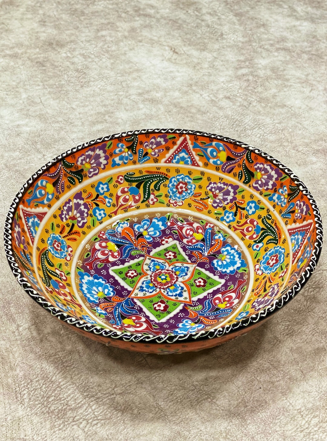 12'' Decorative Turkish Ceramic Bowl Large Colorful Etsy