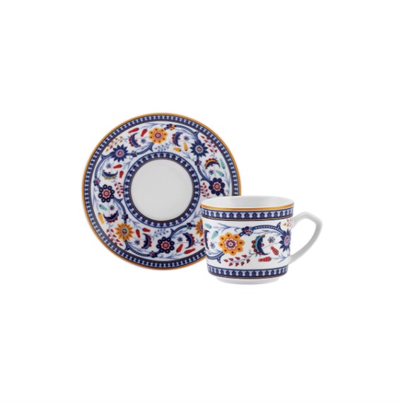 SET 6 PEZZI TAZZINE DA CAFFE' CON PIATTINO ZARZIS GRIGIO CON APPENDINO