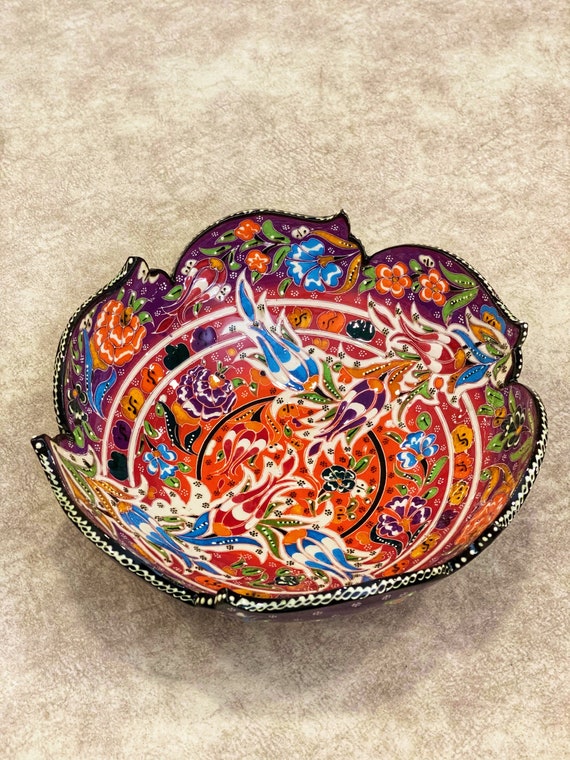 10'' Decorative Serving Bowl Large Colorful Turkish Etsy