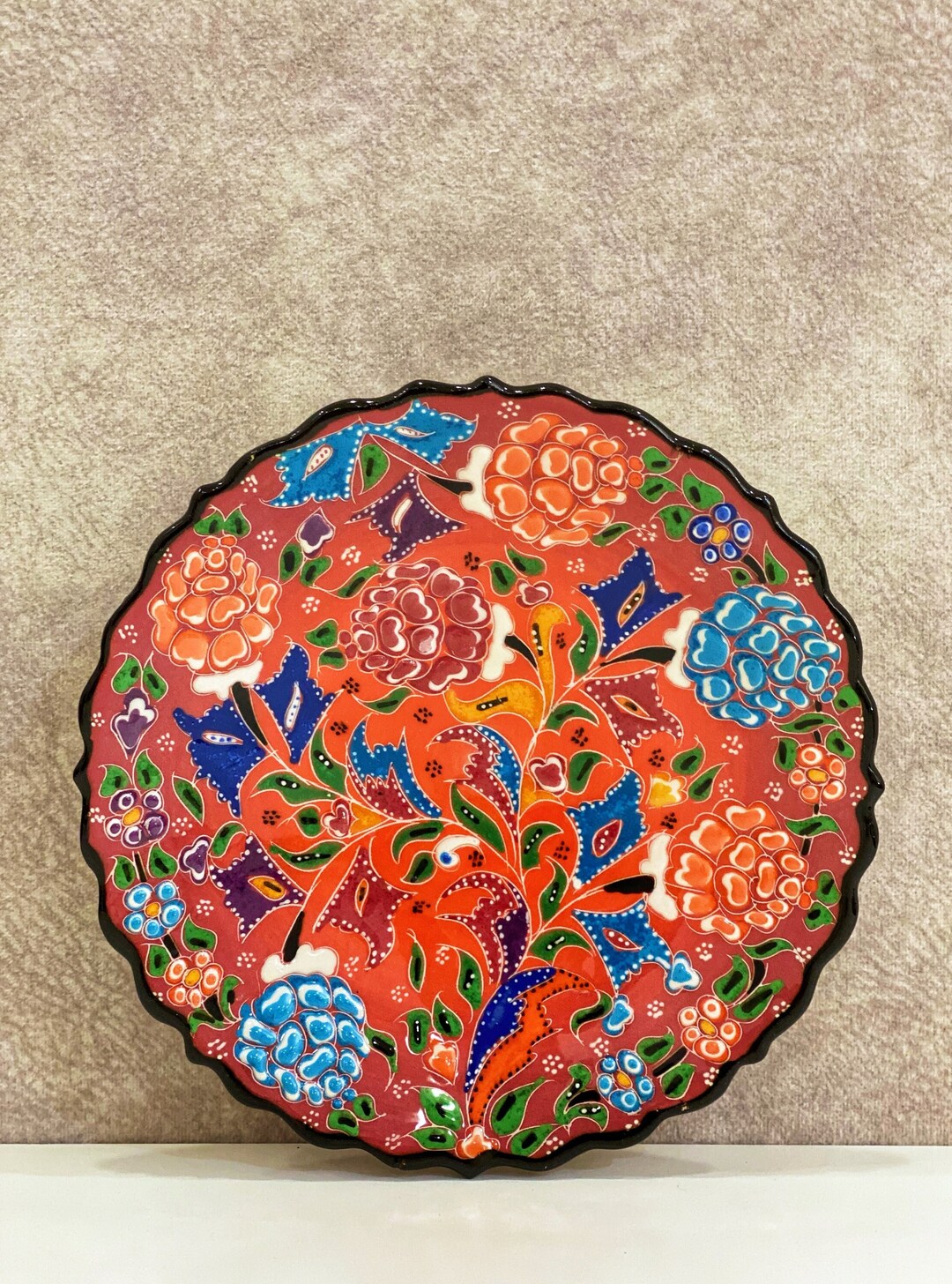 Traditional Turkish Tile Plate 7'',decorative Plate,wall Hanging Plate,decorative Plates for