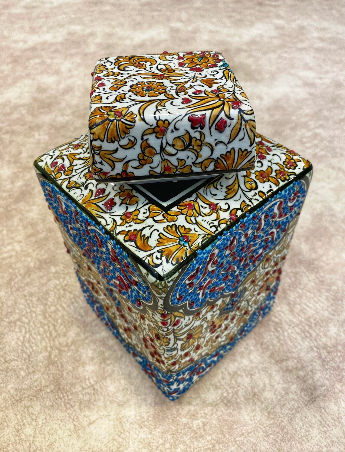 Boîte en céramique turque avec couvercle bocal décoratif en Etsy