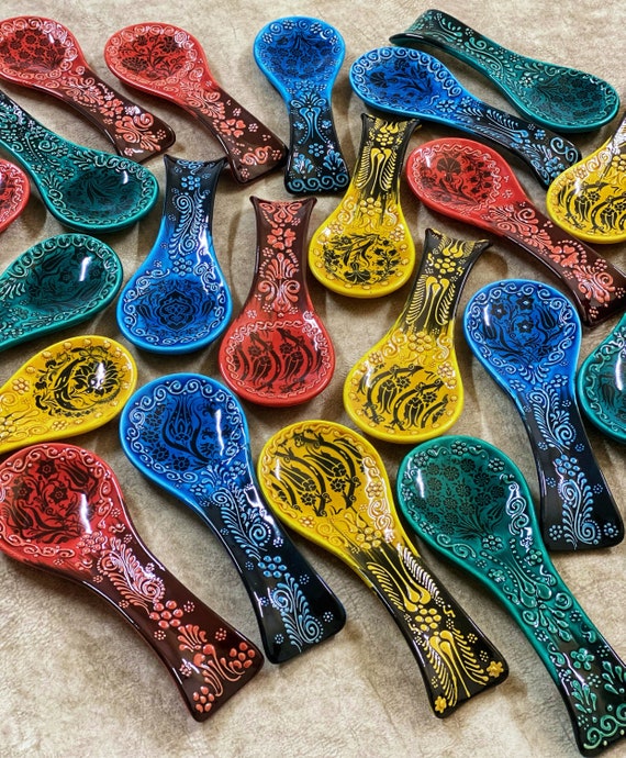 Repose-cuillère en céramique turque fait à la main de 24 couleurs