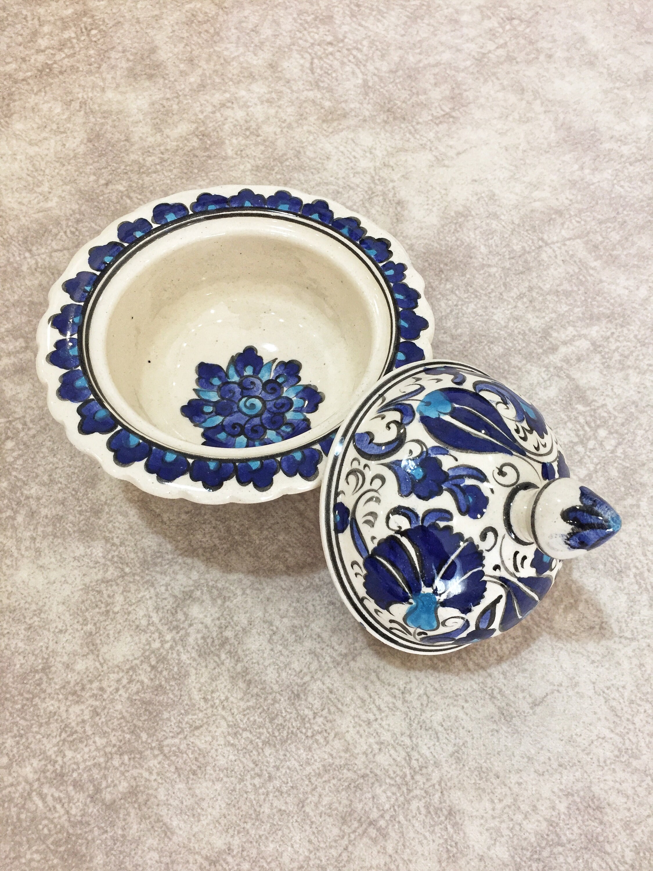 10 Cm Turkish Sugar Bowl With Lid Turkish Ceramic Bowl Sugar Etsy