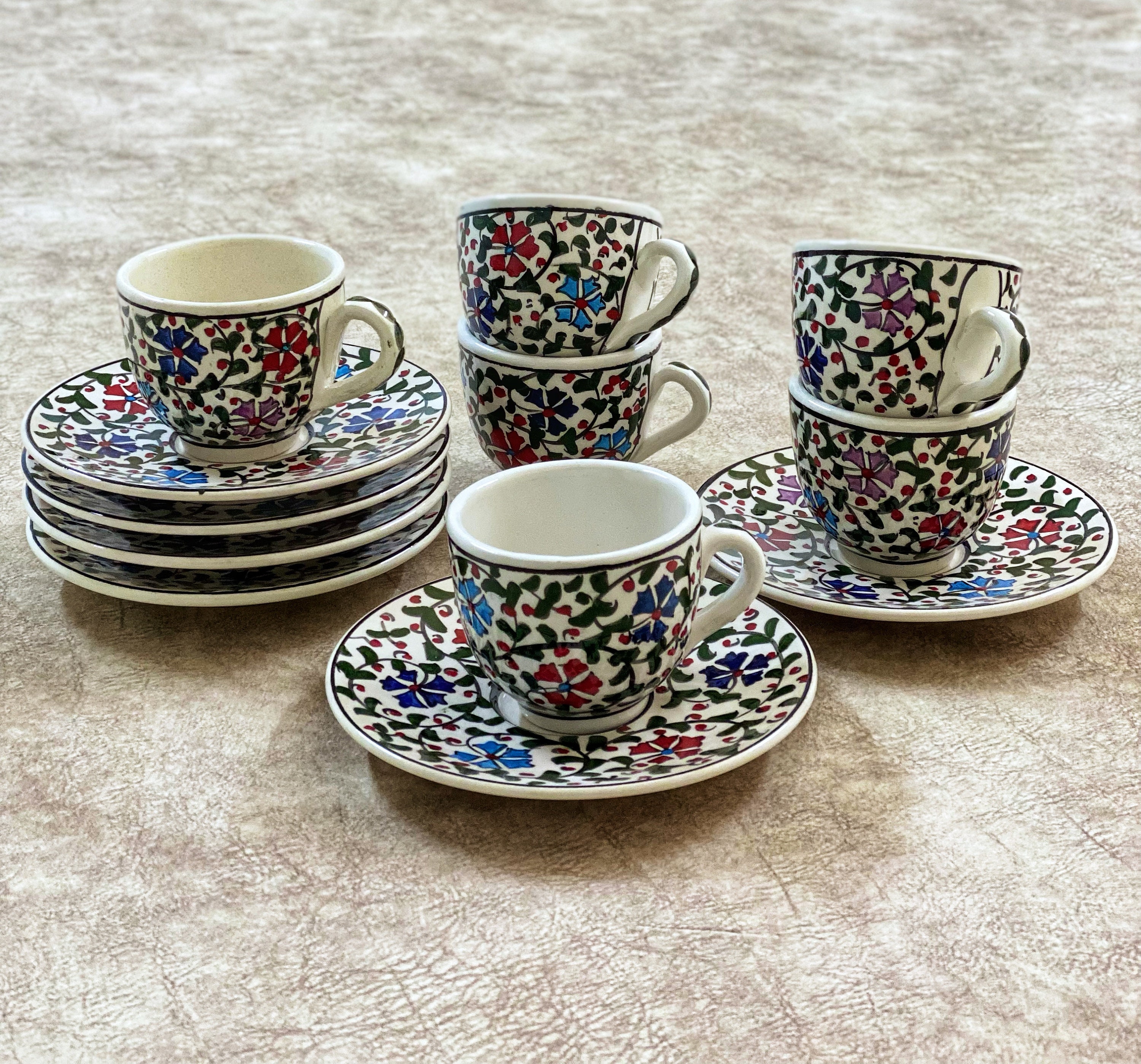 Ceramic Coffee Cups, Coffee Cup and Saucer Set, Pottery Coffee Cups, C –  Paintingforhome