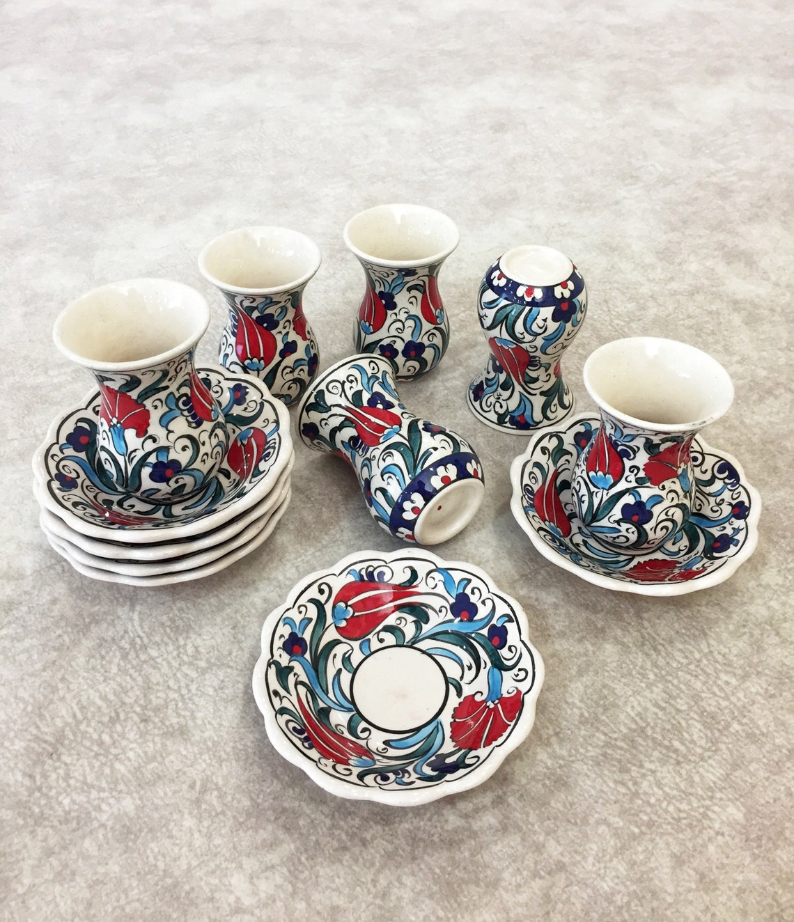 6x Turkish Tea Ceramic Set Ceramic Tea Cups With Saucers of Etsy