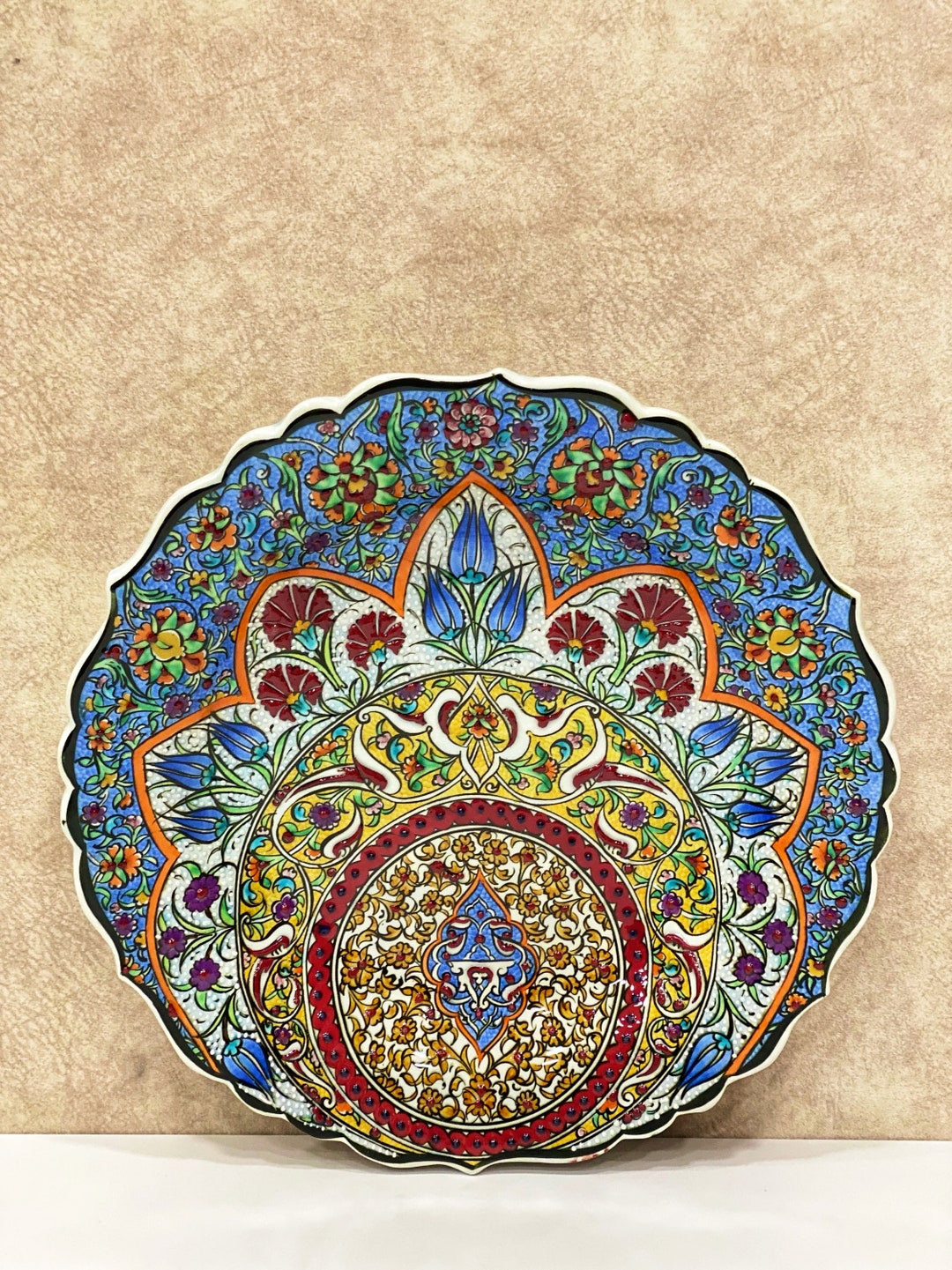 12'' Decorative Plate, Ceramic Plate, Turkish Wall Plate, Ceramic Wall