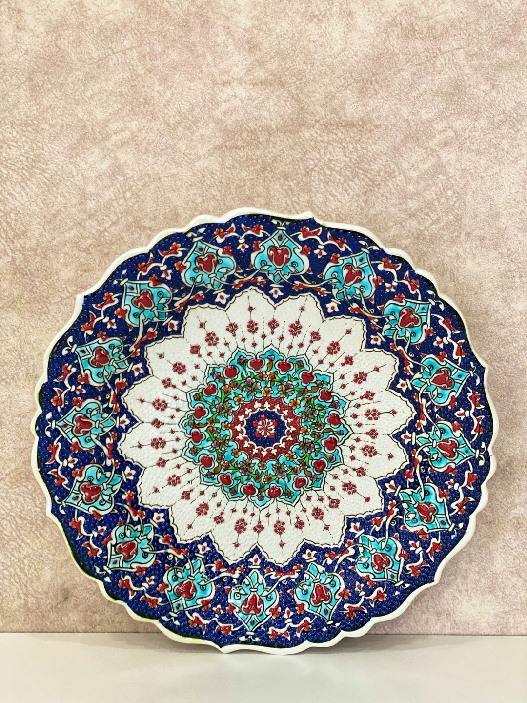 12'' Turkish Wall Plate, Colourful Wall Decor, Decorative Plate for
