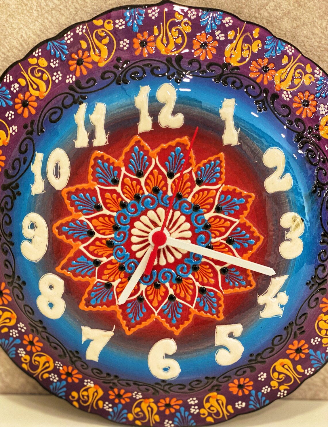 12'' Handmade Ceramic Wall Clock Decorative Ceramic Etsy