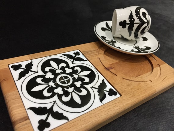Coffee Table Tray turkish Coffee Cup and Saucer small Wooden Tray