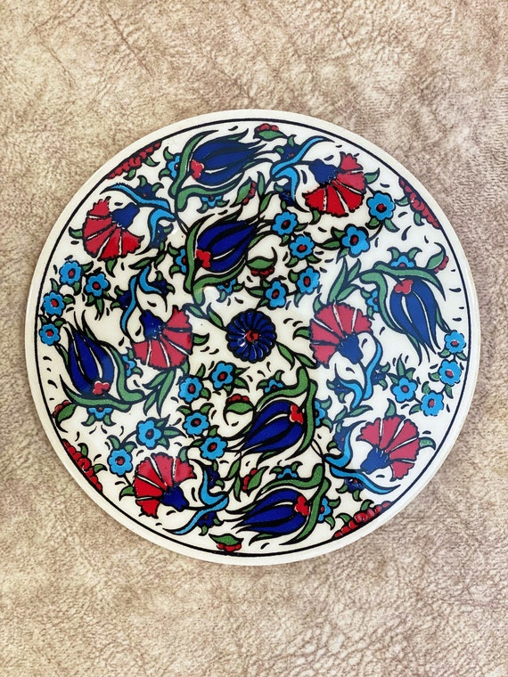Sottopentola in ceramica turca fatta a mano da 7 '' per piatti caldi,  sottopentola decorativo in ceramica, pad caldo, decorazione della cucina -   Italia