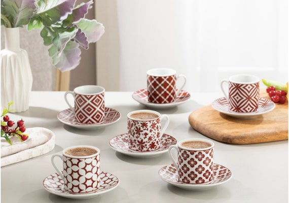 6x Porcelain Espresso Cups and Saucers Set Turkish Coffee Cup -  Finland