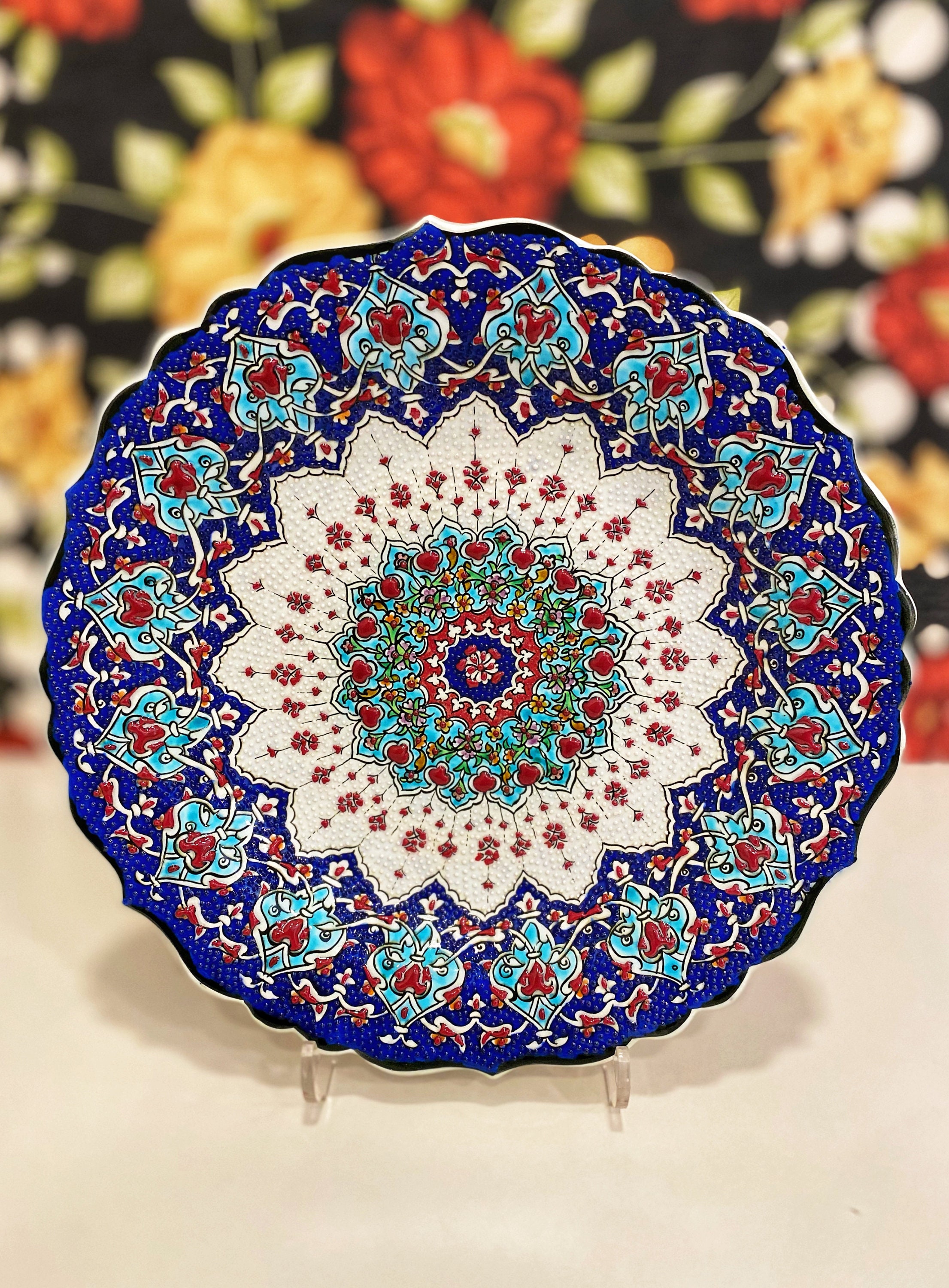 12'' Turkish Wall Plate Colourful Wall Decor Etsy