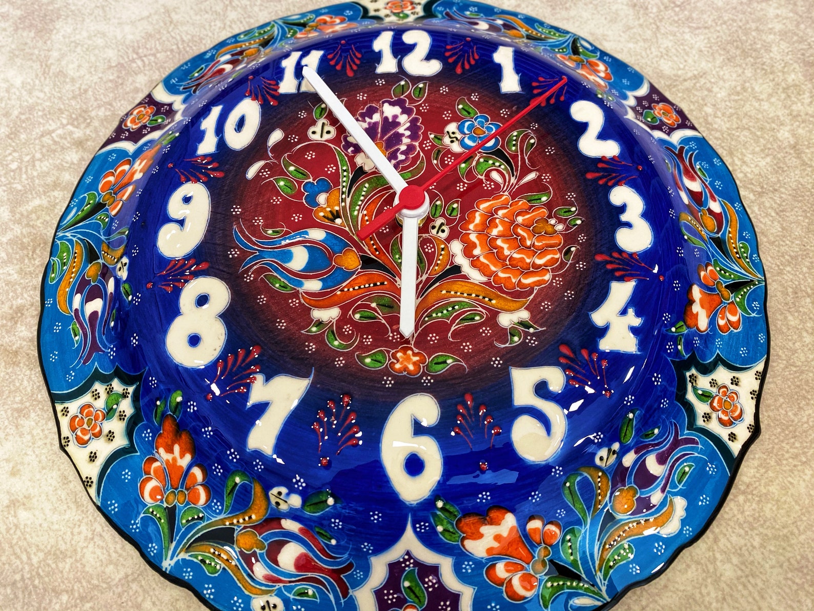 12'' Turkish Ceramic Wall Clock Handmade Ceramic Etsy