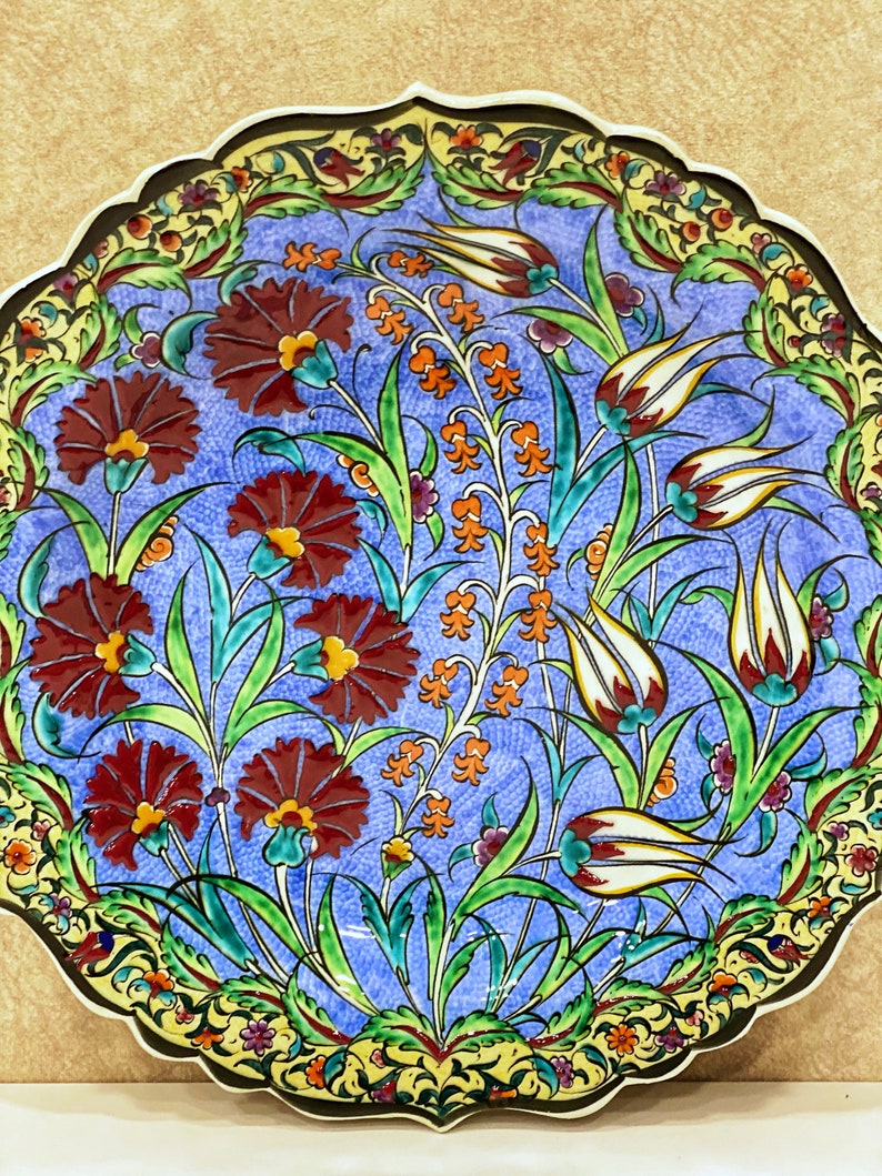 Traditional Turkish Tile Plate 12''decorative Ceramic Etsy
