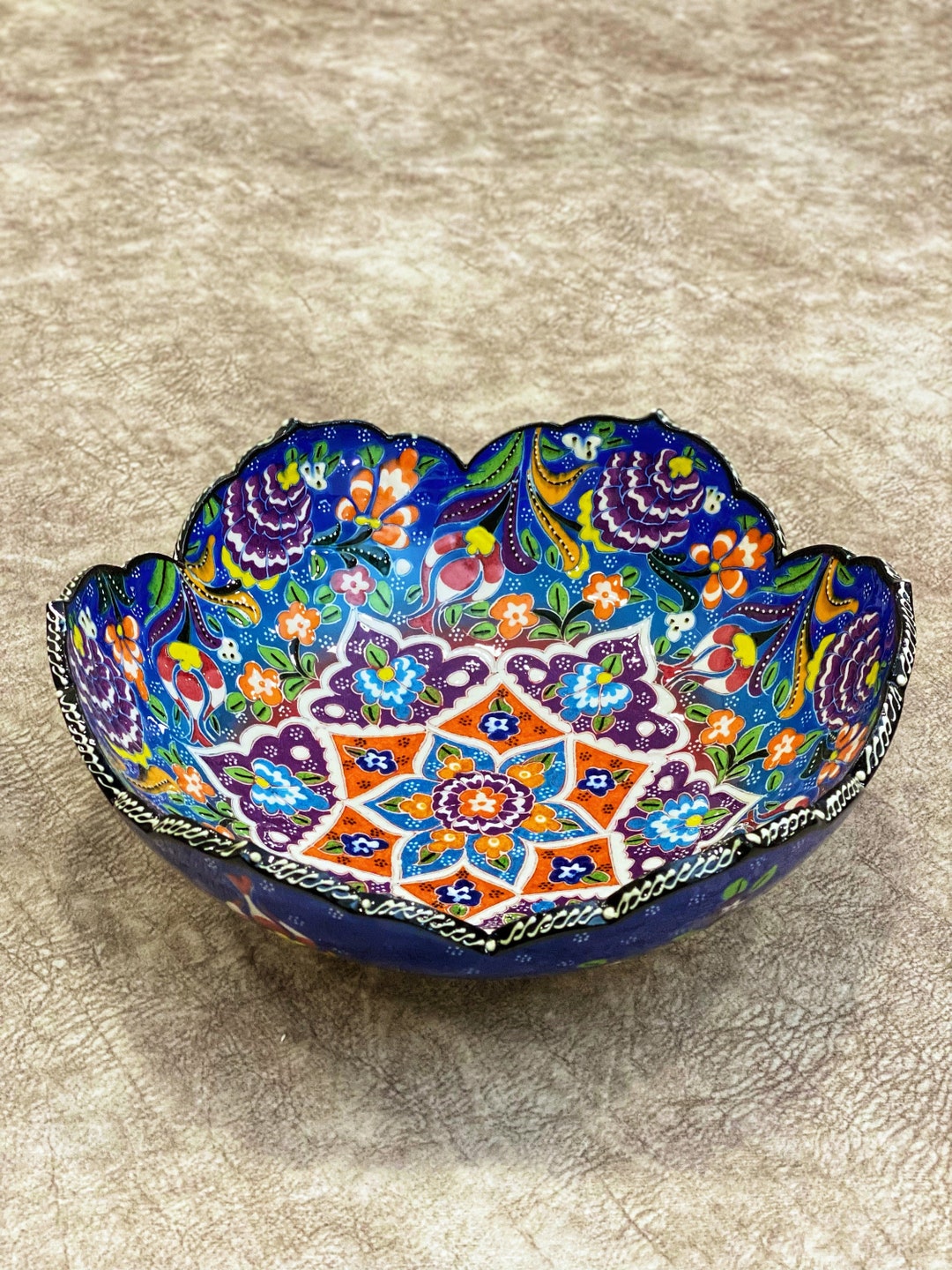10'' Decorative Turkish Ceramic Bowl Large Decorative Etsy