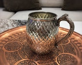 Staple Embroidered Moscow Mule Copper Mug Cup With Brass Handle, 18 Oz Handmade Turkish Copper Mug