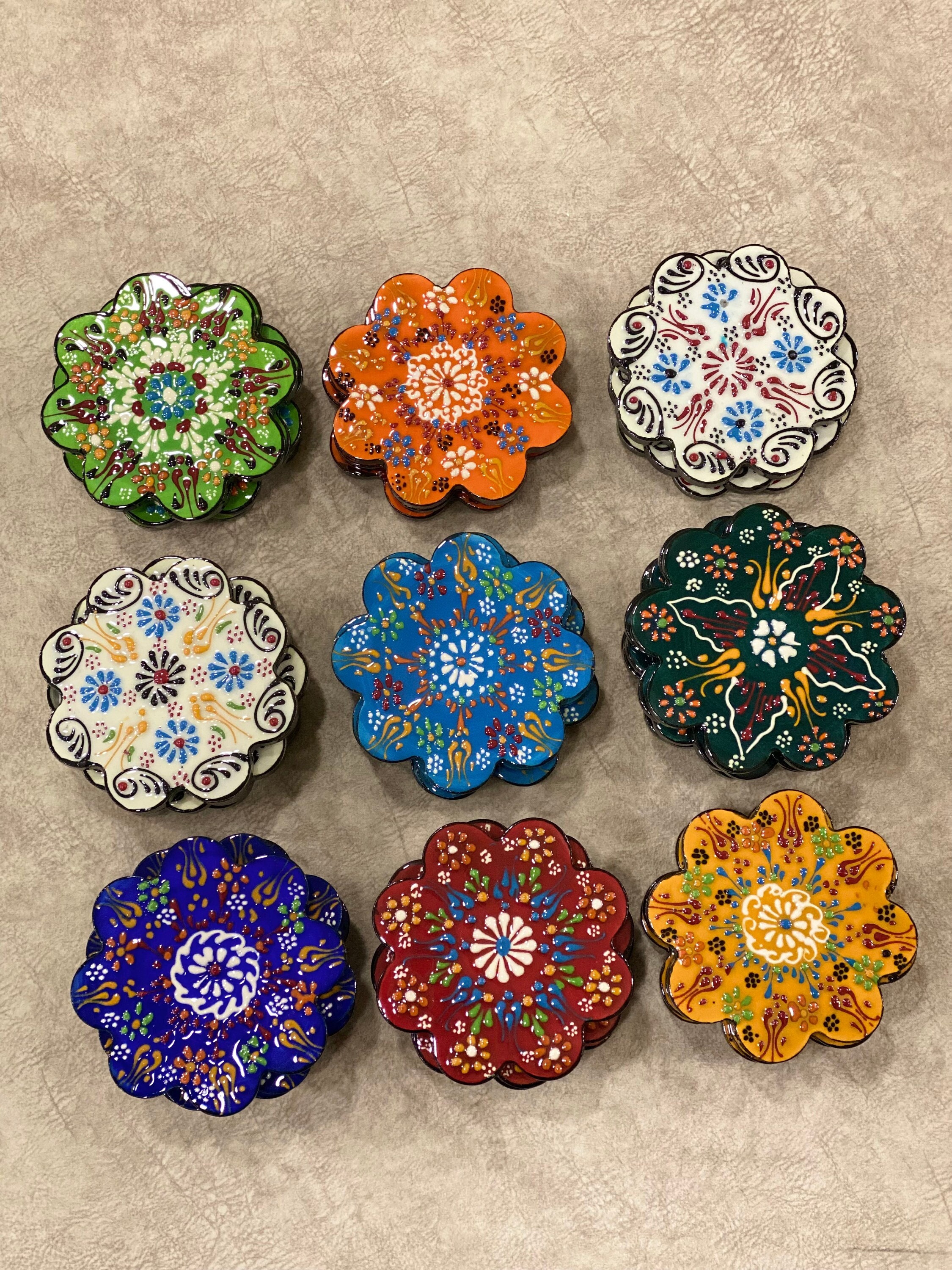 4x Turkish Ceramic Coaster Set, Mixed Set Of 4 Ceramic Tile Coaster, Cup  Coasters, Home Decor – Istanbul Art Workshop