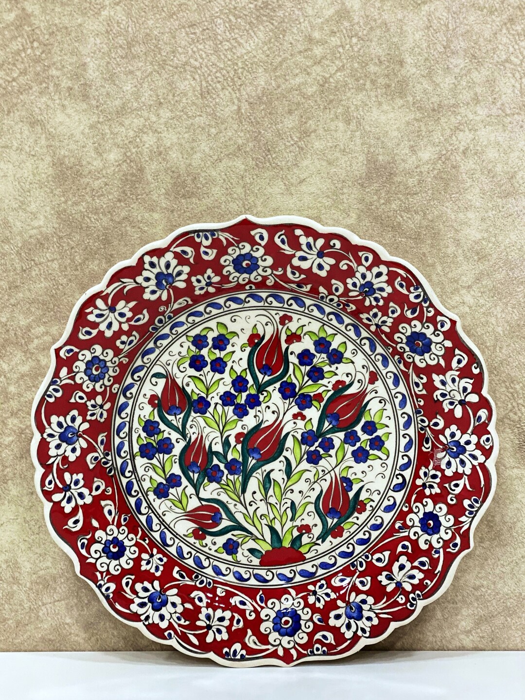 12'' Decorative Turkish Wall Plate, Colorful Wall Decor, Decorative