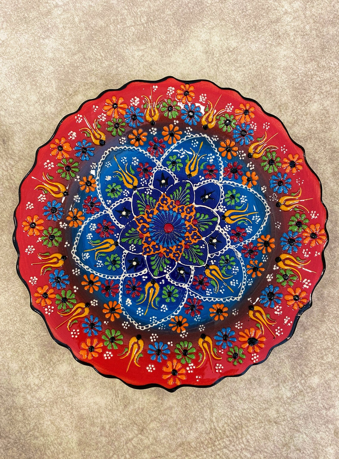10&rsquo;&rsquo; Decorative Turkish Ceramic Wall Plate Colorful | Etsy