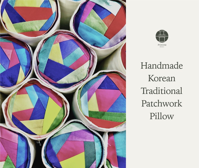 Colorful handmade patchwork pillow Korean traditional style Etsy