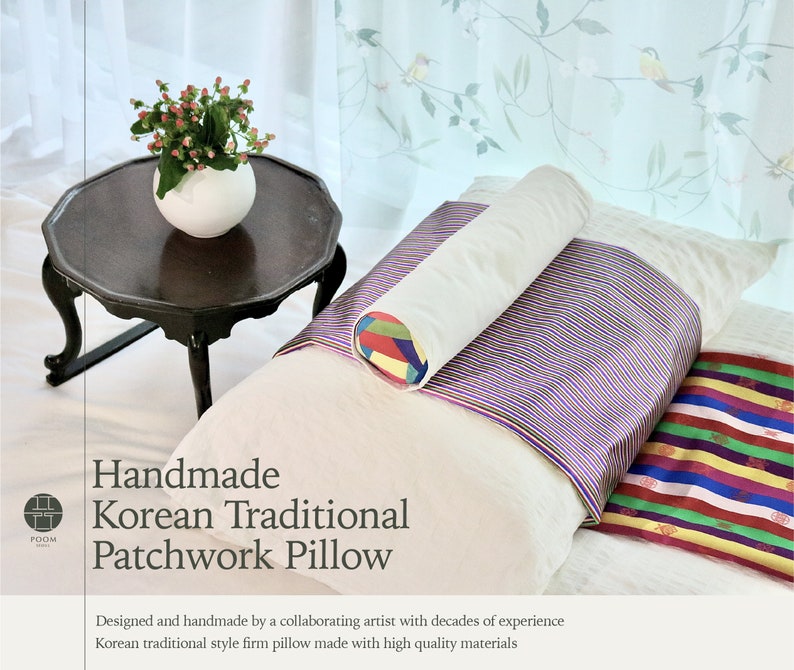Colorful handmade patchwork pillow Korean traditional style Etsy