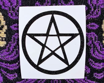 Pentacle Black Shimmer Vinyl Decal Sticker//Witch Decal Sticker//Wicca Decal//Pagan Decal Sticker